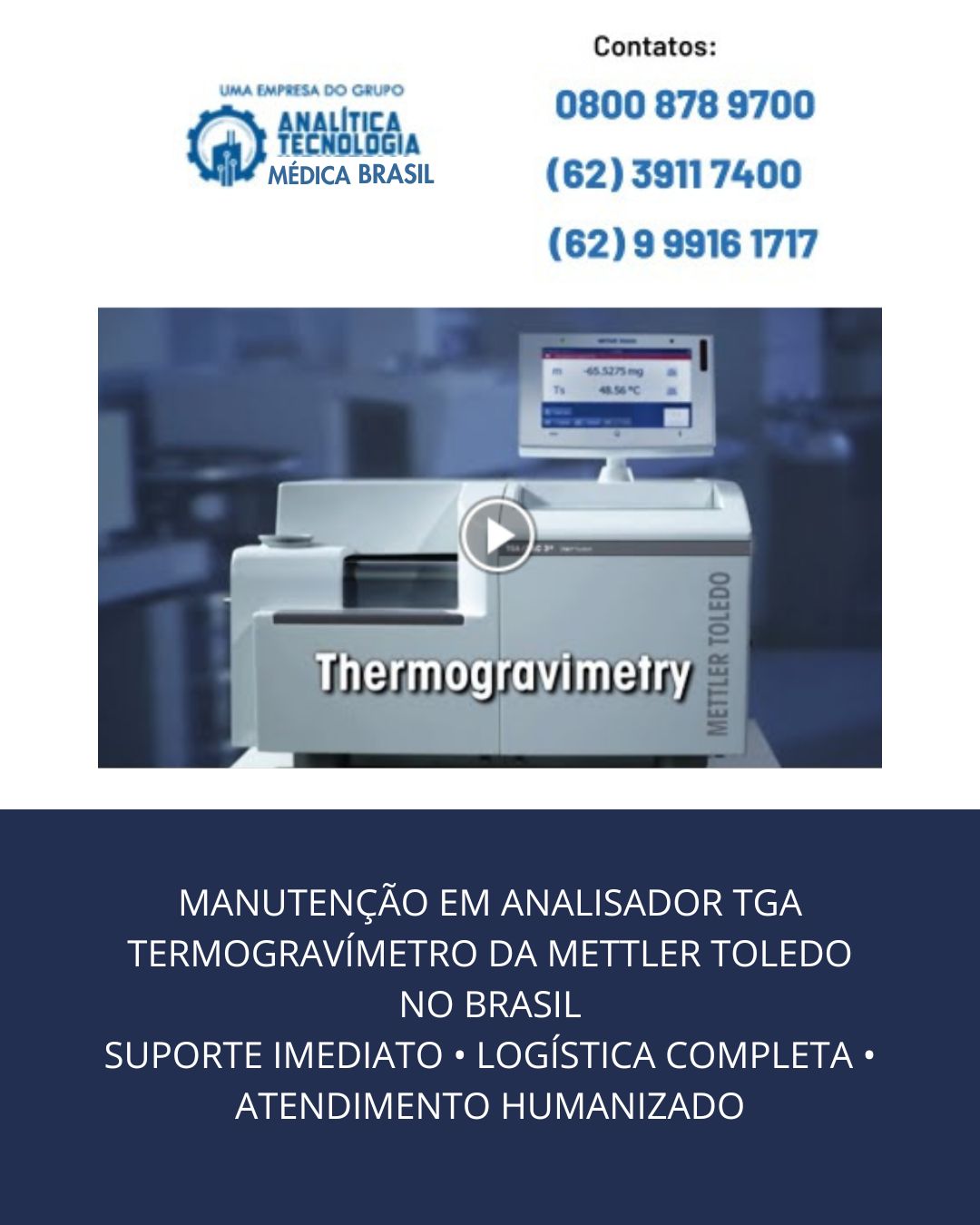 MANUTENÇÃO EM ANALISADOR TGA TERMOGRAVÍMETRO DA METTLER TOLEDO NO BRASIL SUPORTE IMEDIATO • LOGÍSTICA COMPLETA • ATENDIMENTO HUMANIZADO