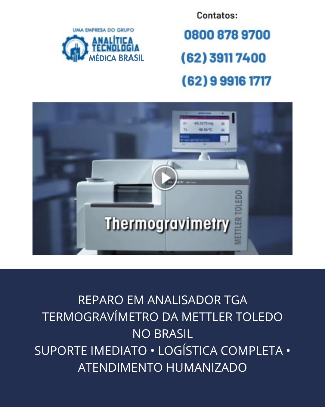 REPARO EM ANALISADOR TGA TERMOGRAVÍMETRO DA METTLER TOLEDO NO BRASIL SUPORTE IMEDIATO • LOGÍSTICA COMPLETA • ATENDIMENTO HUMANIZADO